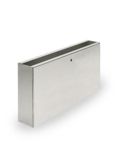 PARTITION HARDWARE STAINLESS STEEL PILASTER SHOE OFFSET 8″ X 4″ X 3/4″